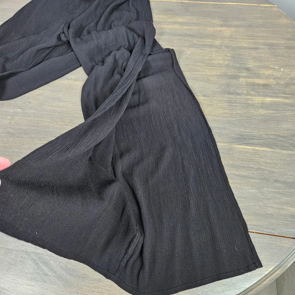 Shade & Shore Women's Large Swim Cover Up Pants Wide Leg Side Slit Boho Black